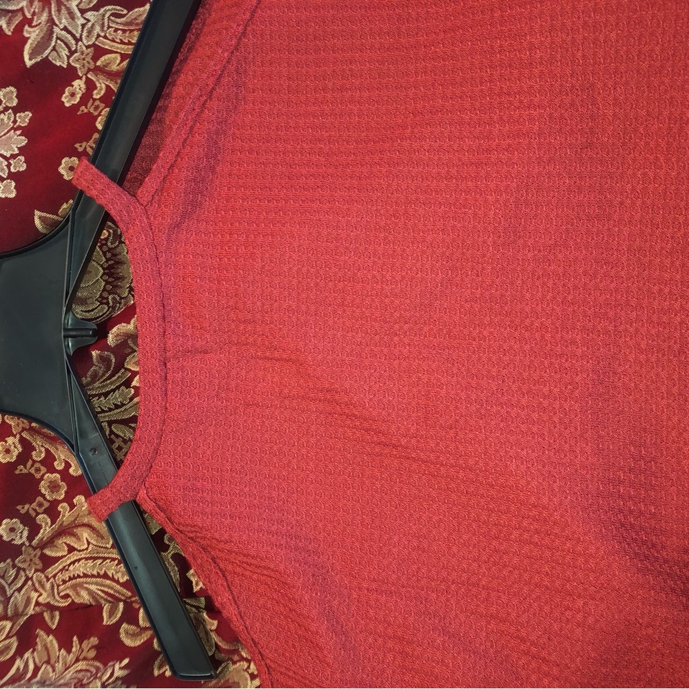 Red Shoulderless Knit Top - Picture 2 of 7
